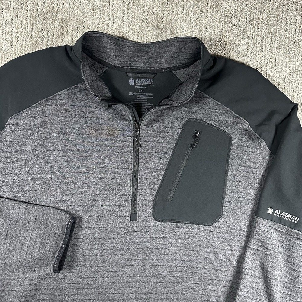 Alaskan Hardgear Men's 3XL Quarter Zip Pullover Gray Black Standard Fit